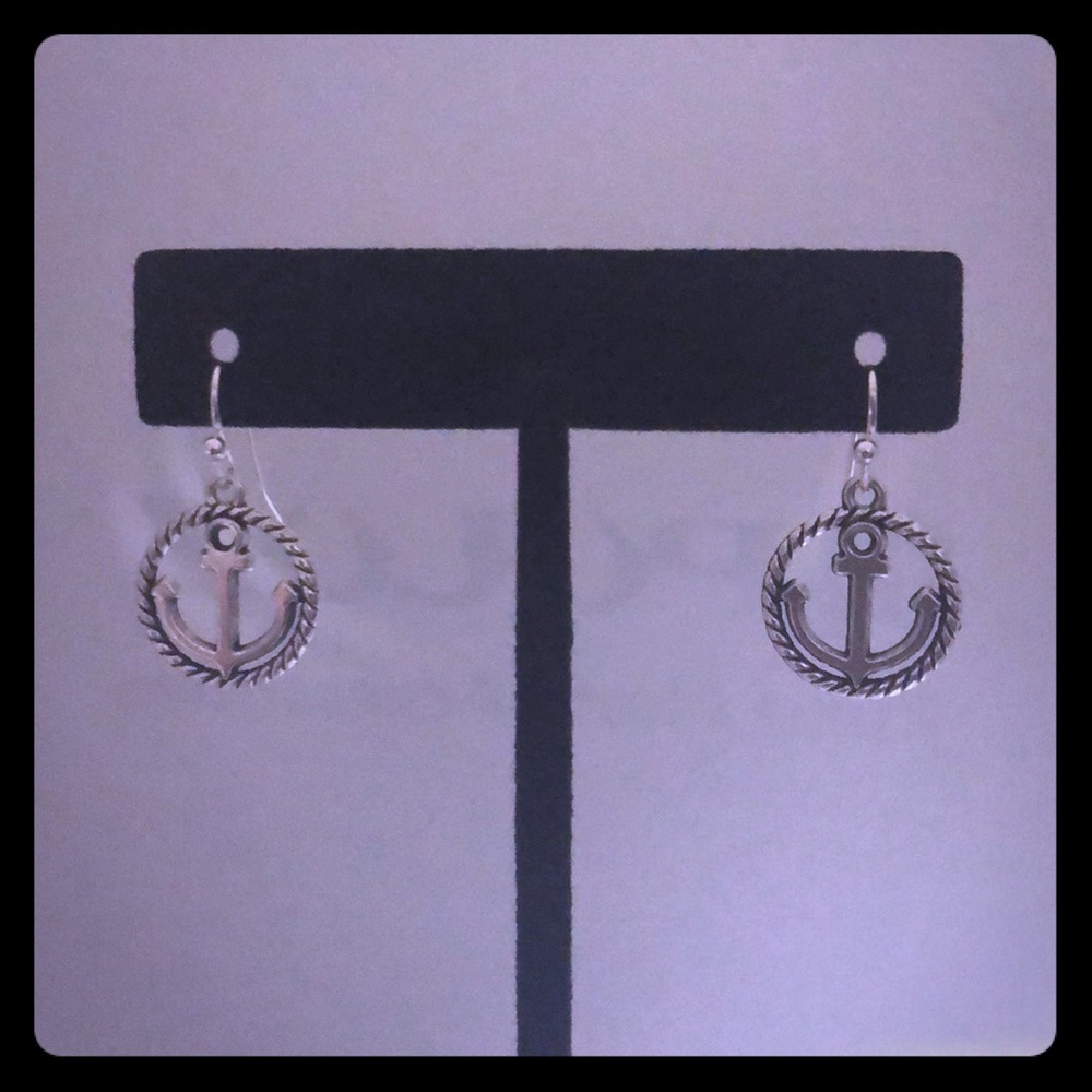 Nautical anchor silver earrings